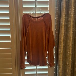 Pilcro Orange Sweater with ruffle detail